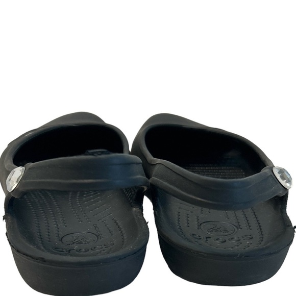 Crocs Olivia Black Jeweled Slingbacks Slip On Ballet Flats Rubber Size 7 - Picture 4 of 9